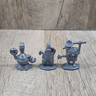 SpongeBob Monopoly Pieces Patrick Sponge Bob, & Mr Crab 3pc Metal Tokens