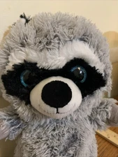 Hug Fun International Grey Racoon Plush Stuffed Animal Toy Blue Glitter Eyes