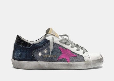 Golden Goose Women s Superstar Size 41 Blue Denim/Fuchsia New.