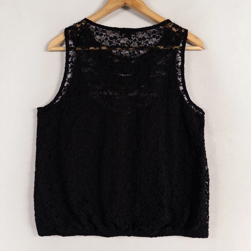 Express Blouson Майка женщин Sz большой черный кружева с подкладкой крючком отделки Summer - Изображение 3 из 4