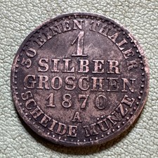1870 A  GERMAN STATES PRUSSIA 1 SILBER GROSCHEN Billon .222
