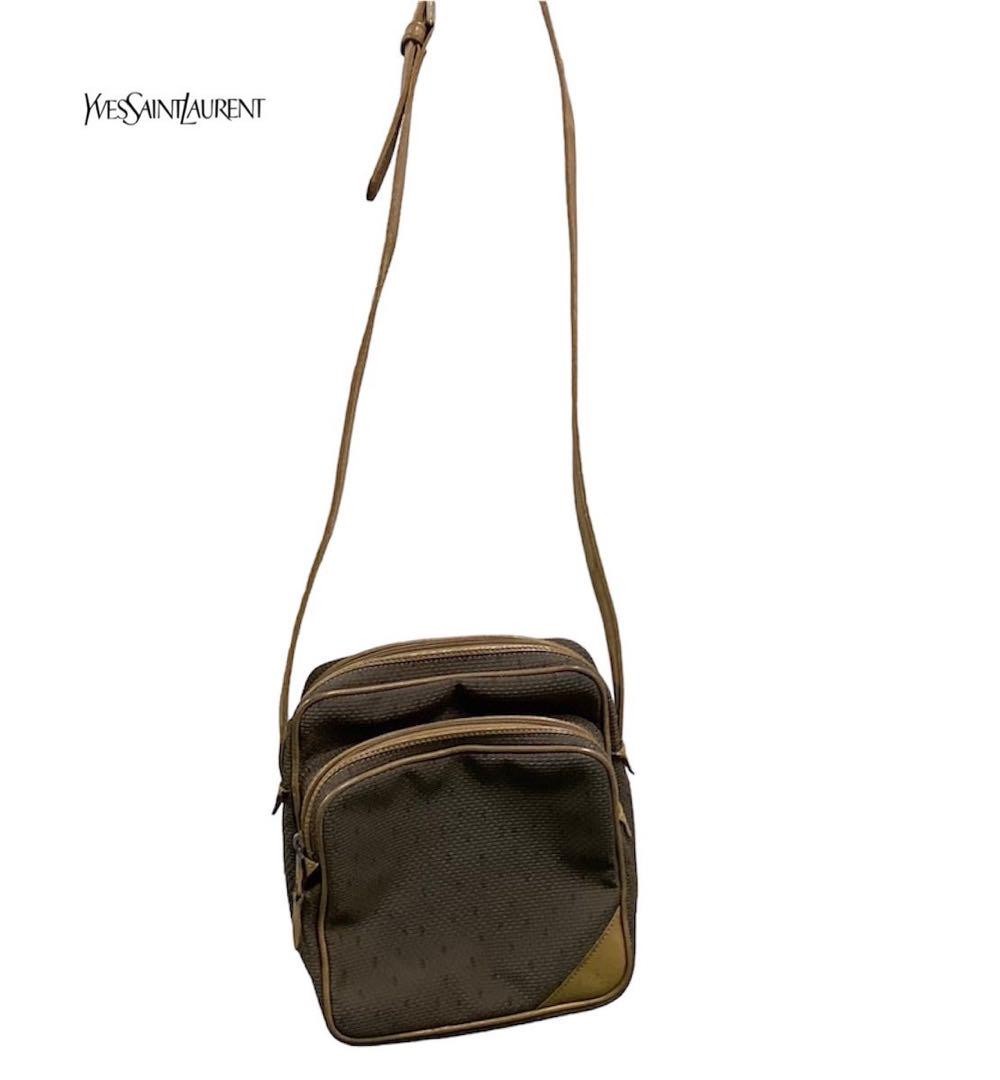 Borsa a tracolla Yves Saint Laurent in pelle pvc all over marrone usata