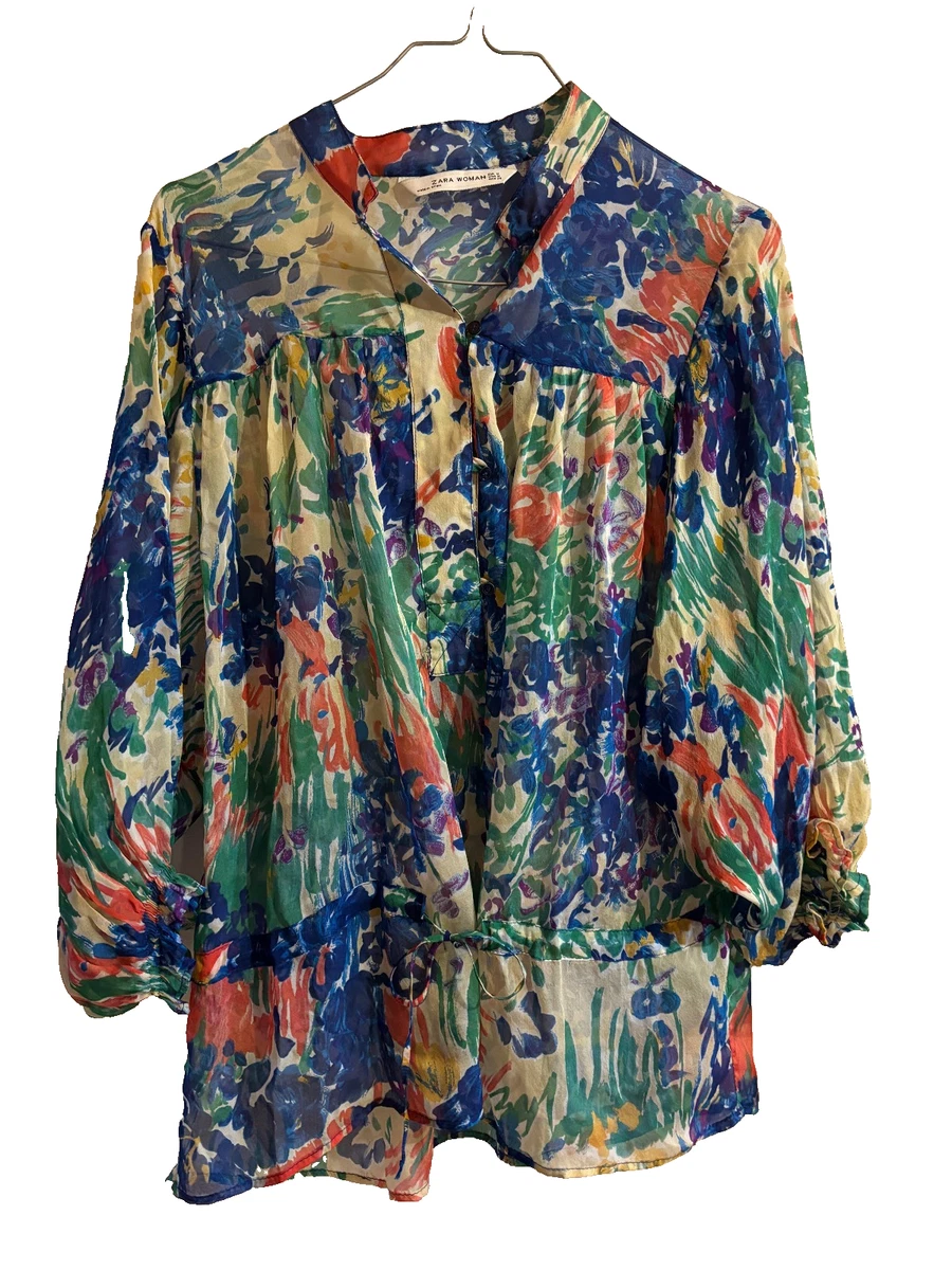 Tunique Zara En Coton Bambou (bambula) - Taille 38 - Occasion En Très Bon état - Couleur Blanche