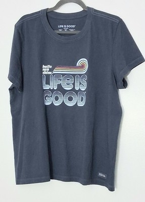Life Is Good T-Shirt Women's Size XL Crusher Tee* Blue Groovy Hello Sunshine NWT