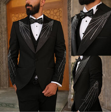 Men's Suits Peak Lapel Single Breasted Formal Wedding Party Business Casual