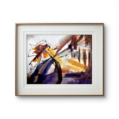 Neal 11''x15'' Abstract Original Watercolor on Paper Modern Home Wall Art