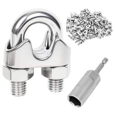 Versatile Stainless Steel Wire Rope Clips, Pack of 6