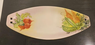 Antique Vegetable Celery Tray: Hand Painted Signed J Norris 1961 9.5''
