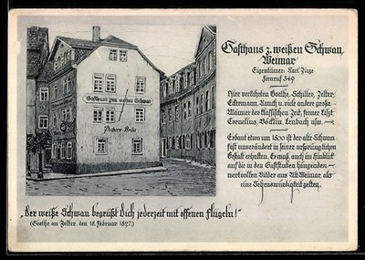 AK Weimar / Thür., Gasthaus zum weißen Schwan, Inh. Karl Ziege, Pschorr-Bräu 