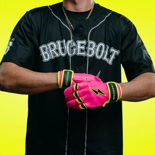 Bruce Bolt Youth Pink Lightning Short Cuff Batting Gloves - Picture 4 of 10