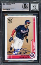 Juan Soto Signed 2021 Topps Big League Card 225 New York Mets Auto GM 10 Beckett