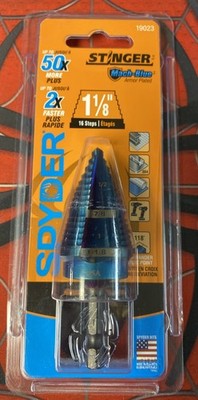 SPYDER STINGER MACH-BLUE #19023 3/16''-1 1/8'' 16 STEP DOWN DRILL BIT BRAND NEW