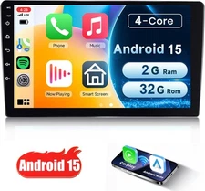 10.1" Android 15 Car Stereo Radio Carplay Touch Screen GPS BT Double 2Din 2+32GB