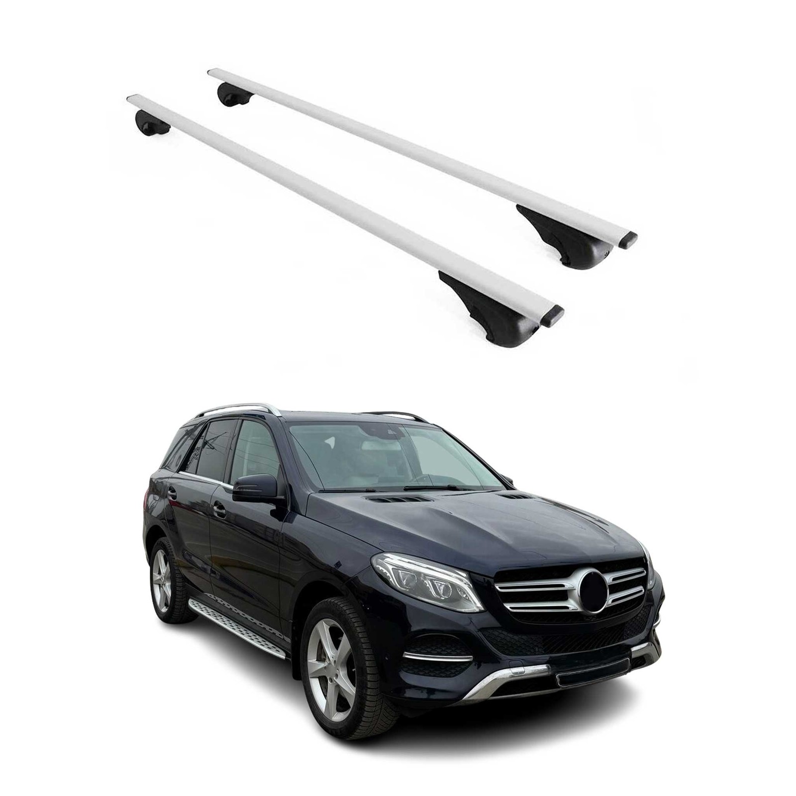 Barres de toit transversales Mercedes GLE W166 en fer pour coffre et vélo
