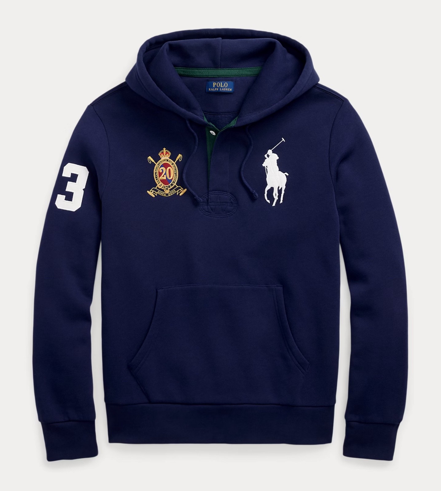 Felpa con cappuccio Polo Ralph Lauren Navy BIG PONY 20° ANNIVERSARIO CREST nuova con etichetta