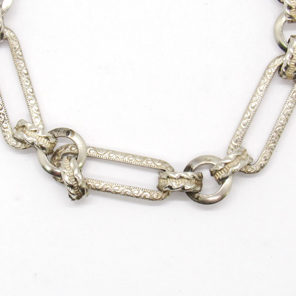 VINTAGE STERLING SILVER .925 FILLIGREE ETCHED DETAIL CHAIN ROLO