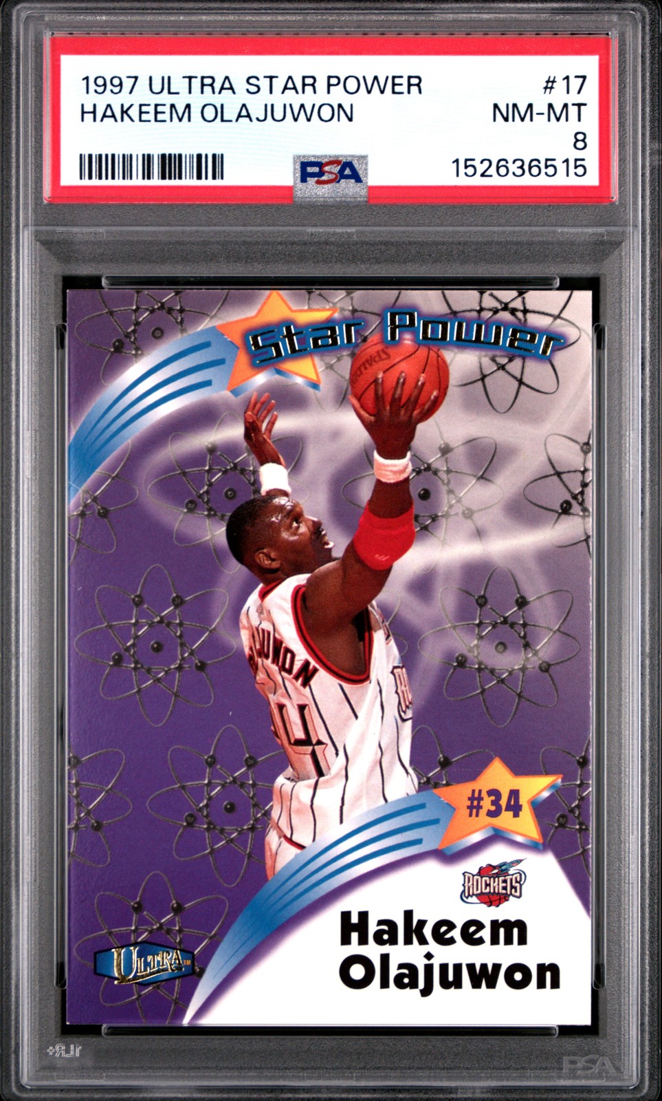 1997 ULTRA STAR POWER #17 HAKEEM OLAJUWON PSA 8