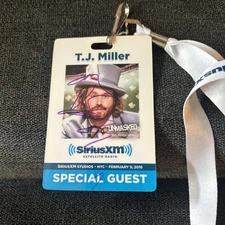 TJ Miller Signed Autograph Siriusxm Press Pass Lanyard Comedy Star