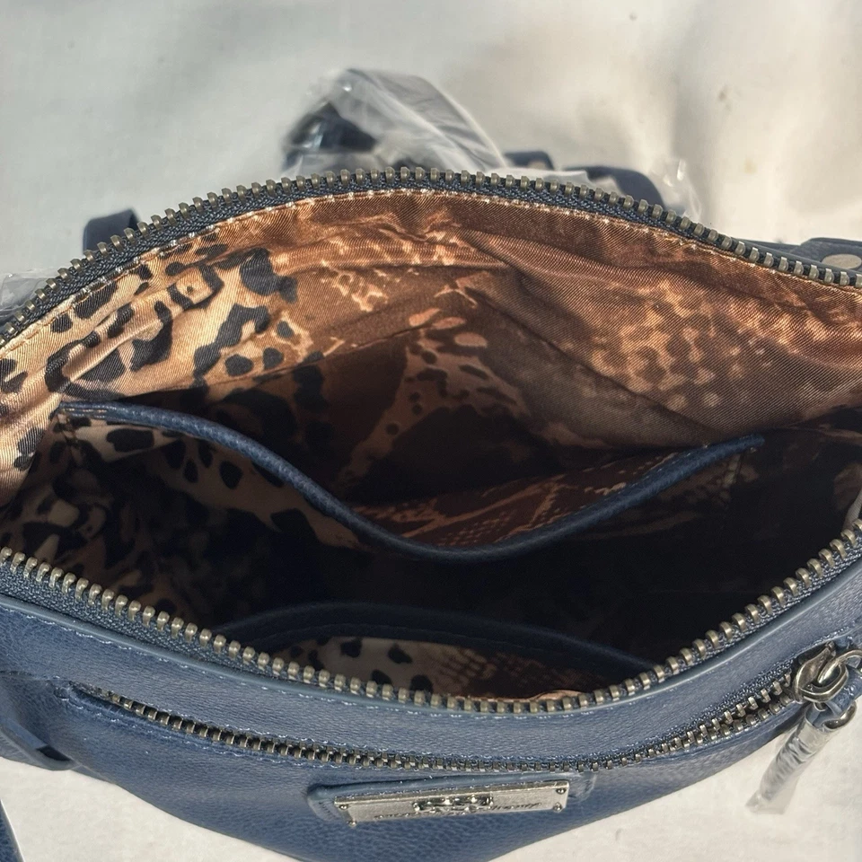 Nuevo Bolso Bandolera/Cartera Original Por Sharif 1827 Azul Flecos/Tachuelas Gamuza Borde Foto 4 de 4