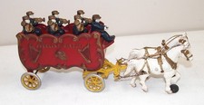 Rare Vtg KENTON Cast Iron "OVERLAND CIRCUS BAND- Horse Drawn Wagon" TOY USA