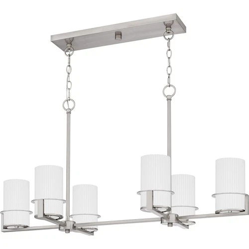 Brushed Nickel Six Light Linear Chandelier from the Seymour Collection - Picture 2 of 7
