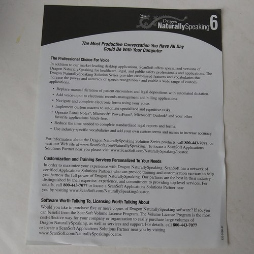 Dragon NaturallySpeaking 6 Essentials Speech Recognition Software Box Set CD Man - Picture 9 of 11