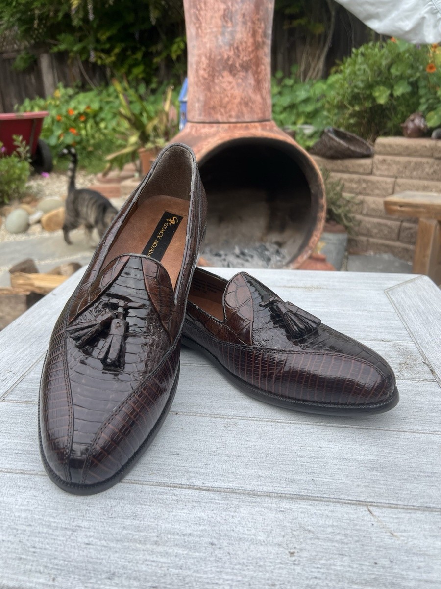 Genuine Snake Skin Brown Stacy Adams Leather Tassel Loafers  display picture 3