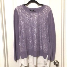 Blouse Womens Large Purple Lace Floral Feminine Cottage Lagenlook Formal TopREAD
