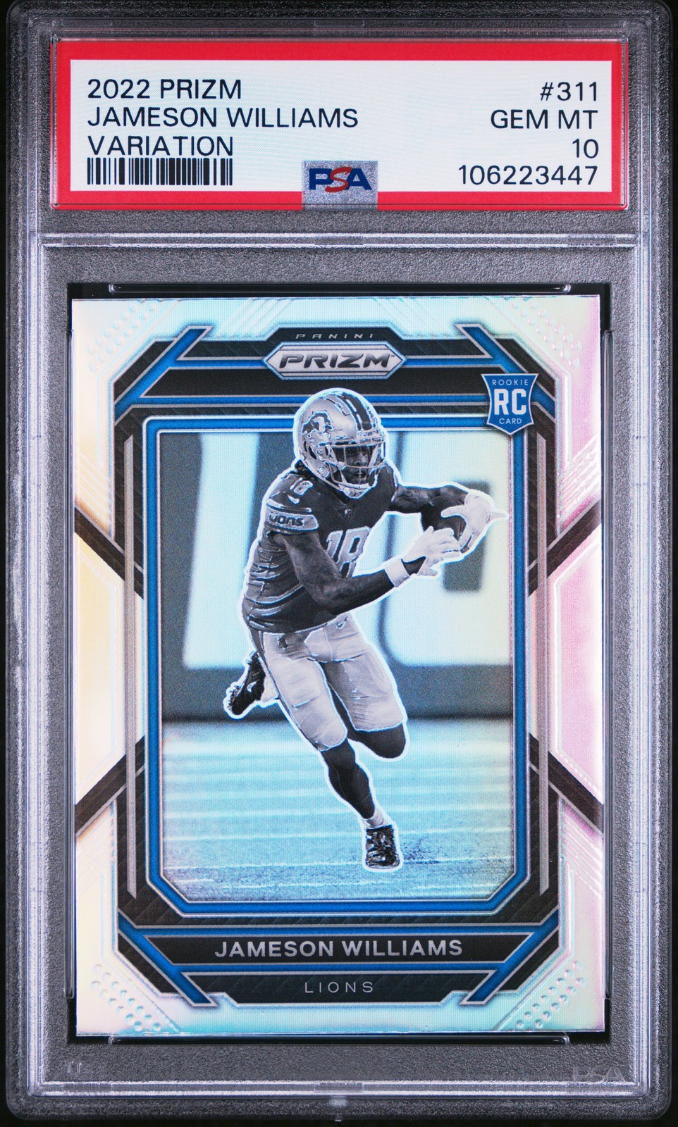Jameson Williams Rookie - 2022 Panini Prizm #311 Variation Detroit Lions PSA 10