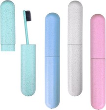 Hooqict 4 Pack Travel Toothbrush Case Portable Green, Blue, White, Pink