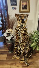 African Cheetah Sculptured & Painted By Artist Chiamaikdo 1997 Life Size 