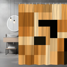 Modern Abstract Shower Curtain in Brown and Black Design
