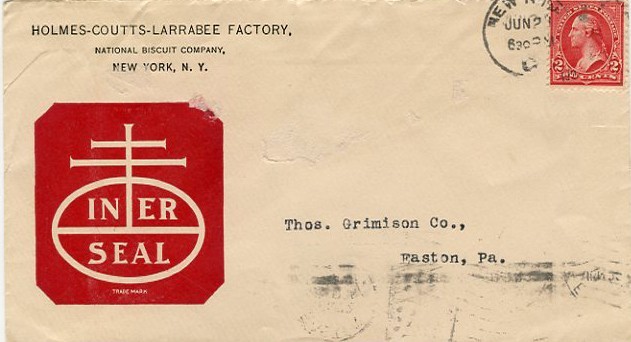 1901 National Biscuit factory envelope with 2 cent stamp