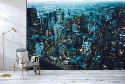 3D City Architecture Night Scene Wall Murals Wallpaper Murals Wall Sticker