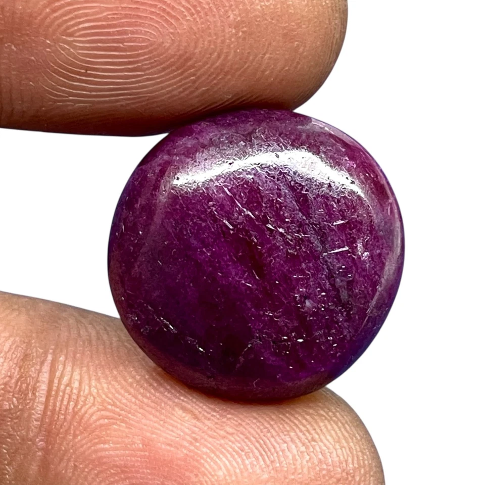 29 Cts Natürliche Rubin 19mm Rund Cabochon Rich Rot Riesiges Nicht Erhitzt Lose - Bild 4 von 4