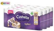 Image of Cushelle Quilted 3-Ply Longer Rolls Toilet Tissue, 4 x 8 Pack (236 Sheets)