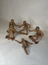 Vintage 1963 Louis Marx Japanese Soldiers Toy Figures Lot of 5 Painted Damaged