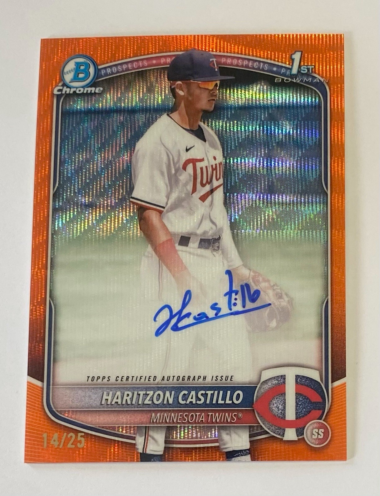 2025 Bowman Chrome Haritzon Castillo Orange Wave Refractor 1st Auto  #14/25