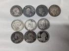 10 different sterling silver one shillings coins : 1817 - 1899 : 53.1g