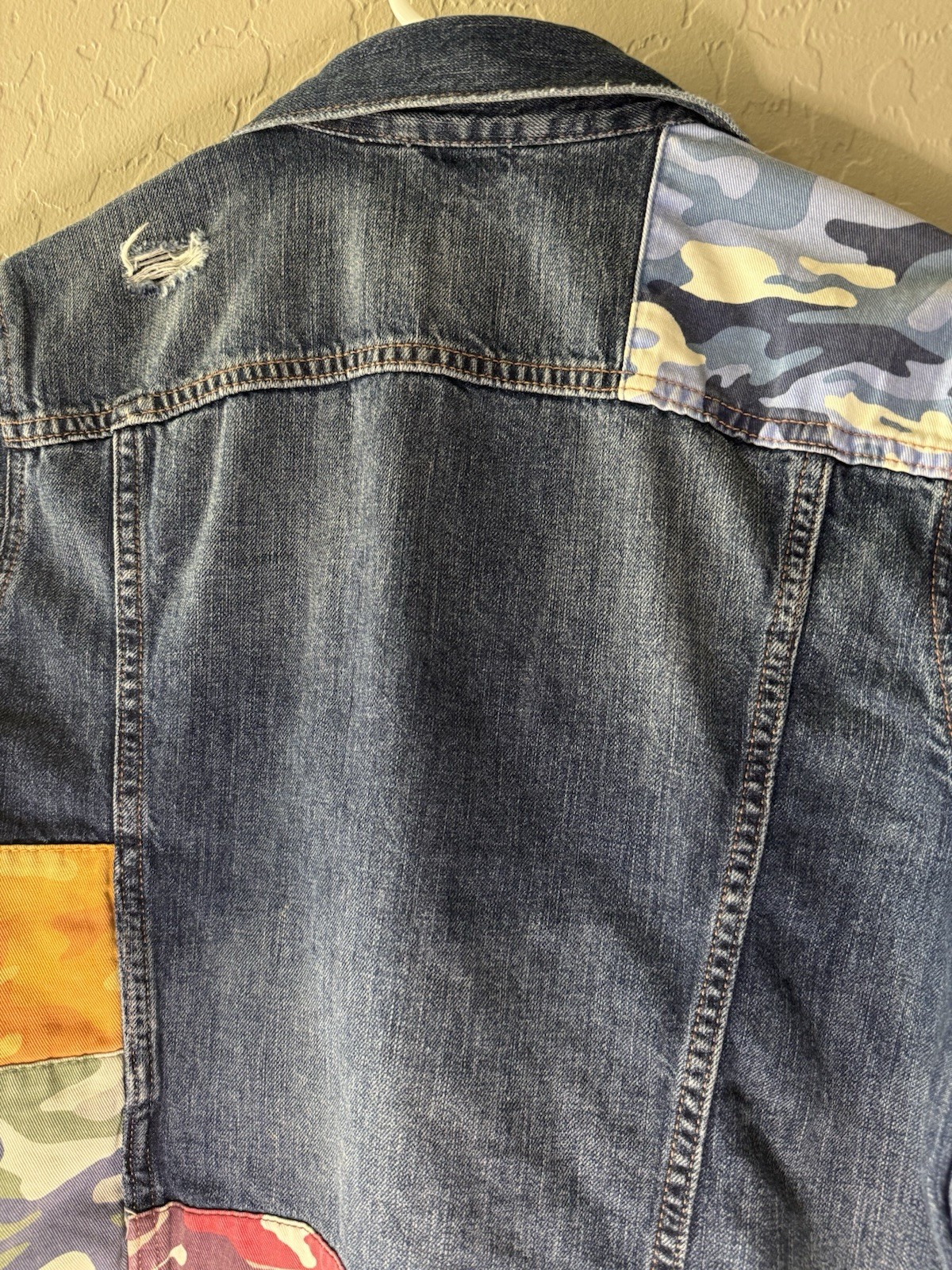 Gap Denim  Jean Jacket Patchwork Womens Medium Bu… - image 8