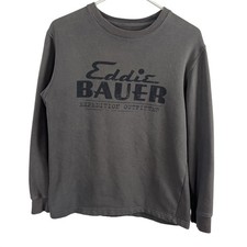 Eddie Bauer Sweater Brown Knitted Logo Round Neck Long Sleeve. Medium