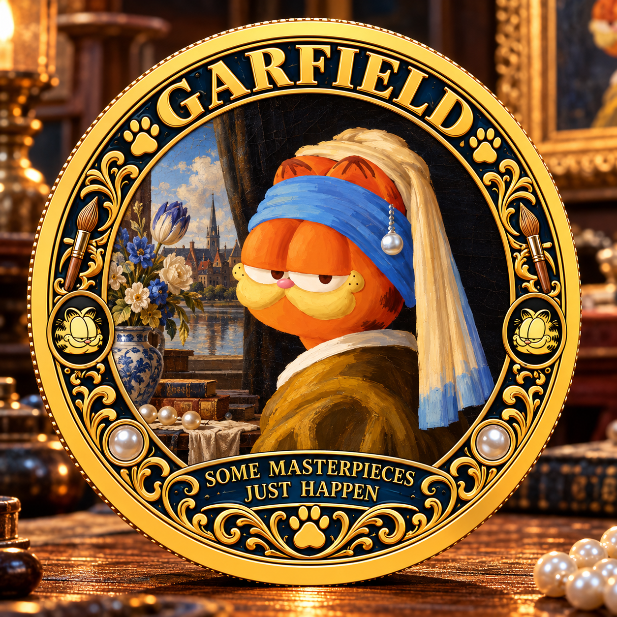 Hot Garfield’s Pearl Earring Masterpiece Commemorative Coin GT455 | eBay