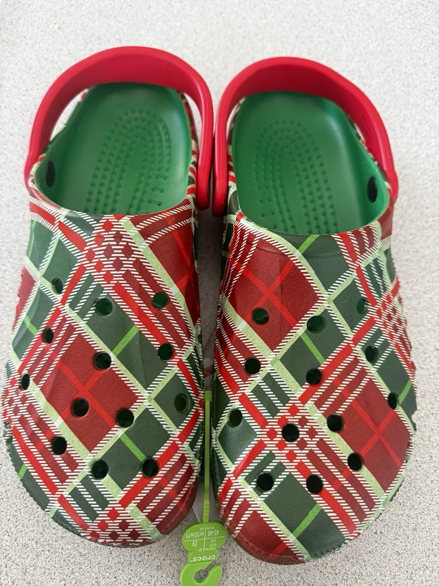 New Crocs Baya Holiday Plaid Clog Christmas Sz Men 12 Women  display picture 2