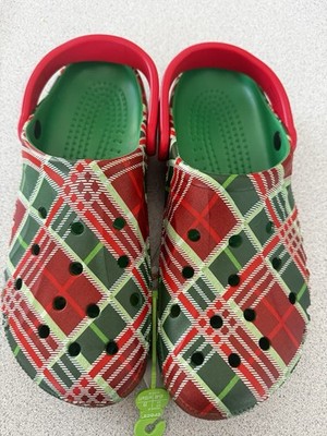 New Crocs Baya Holiday Plaid Clog Christmas Sz Men 12 Women  display picture 3
