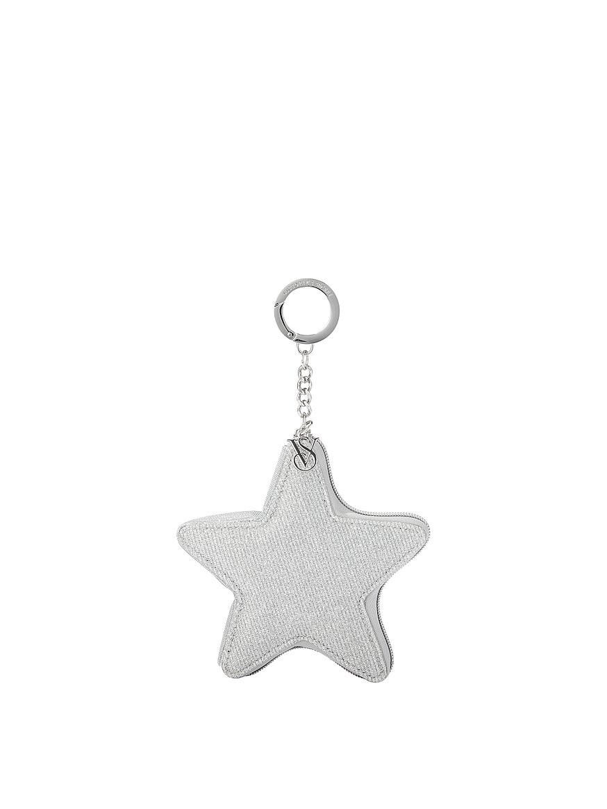 Victoria's Secret Silver Star Pouch Coin Purse Keychain Nwt
