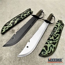 19.5" CHOPPING MACHETE FULL TANG FIXED BLADE SWORD TACTICAL MACHETE WITH GUARD