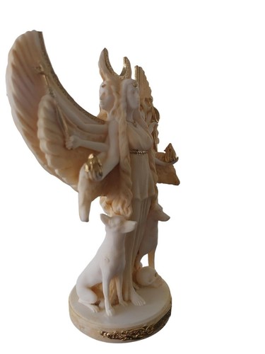 Hecate Statue Ancient Greek Triple Goddess of Magic Pagan Gold Tone 7" (18cm) - Picture 4 of 4