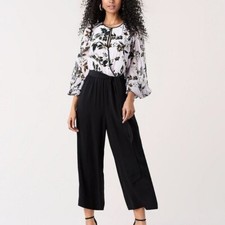 DVF Diane von Furstenberg Delphi Caribbean floral fog jumpsuit silk new XS 0 2