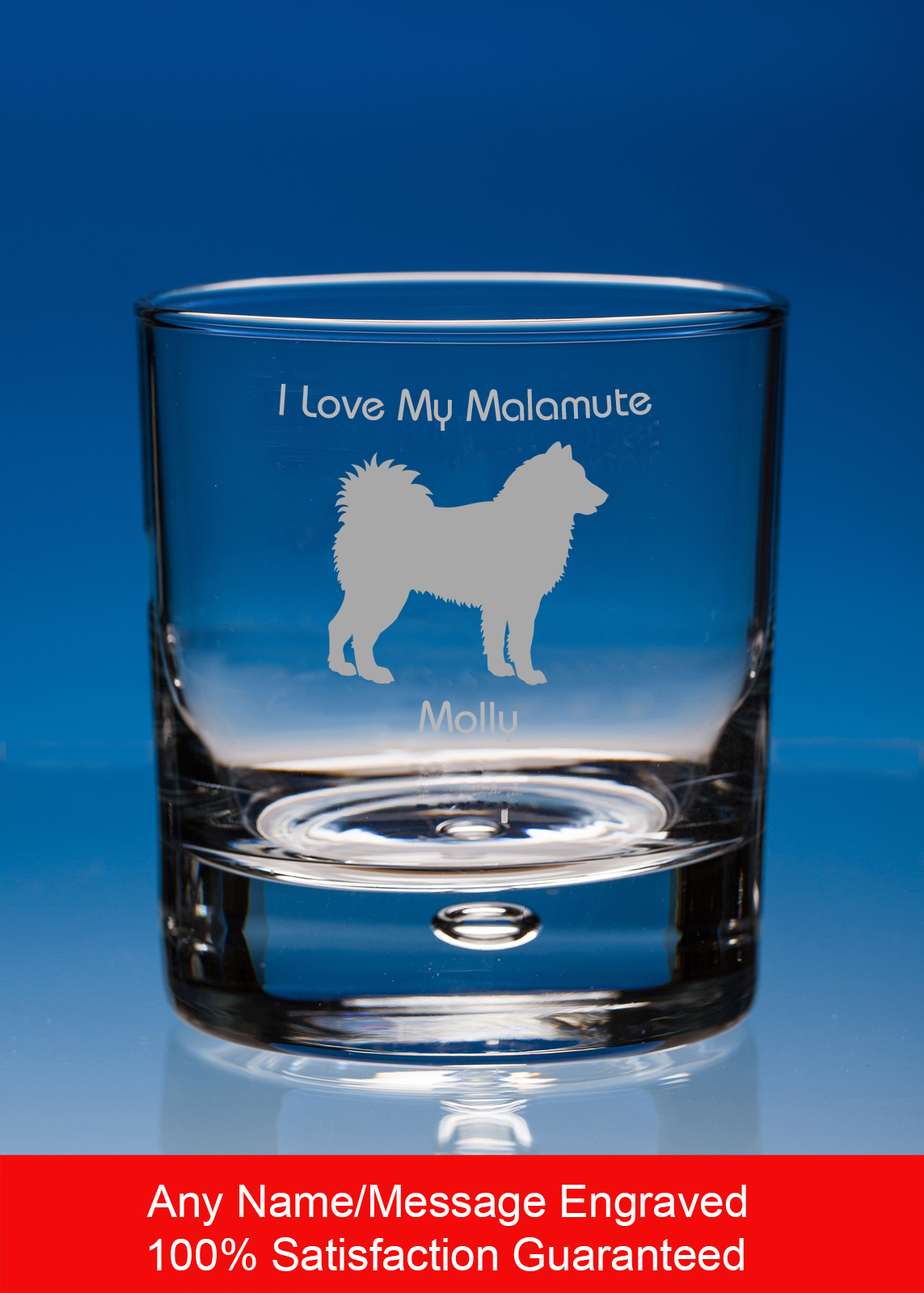 Personalised Malamute Dog Whisky Glass Engraved Dog Lover Gift-image