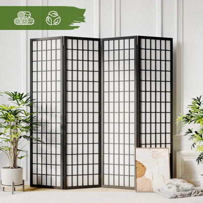 Japanese 4 Panel Folding Privacy Screen for Room Separation 5.9 Ft